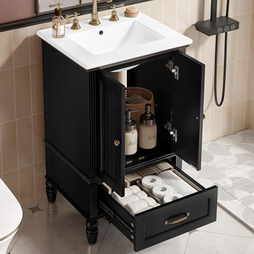 Merax 20" Bathroom Vanities with Ceramic Sink, Cabinet with 2