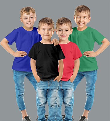 Image of Hangout Hub HH87 Tshirt for Boy's | Regular Fit | Super Combed Cotton Kids T-Shirt | Solid Plain Tees | Round Neck T Shirt | Half Sleeves |Pack of 2 | 3 | 4 | 5 |6