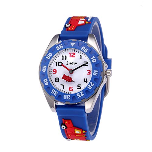 Boy's Girl's Watch,Kids 3D Cartoon Japanese Quartz Silicone Kids Watch, Age 3-10 Toys for 3-15 Year Old Boys Girls Birthday Present for Kids - Best Gifts (Blue Fire Engine)2