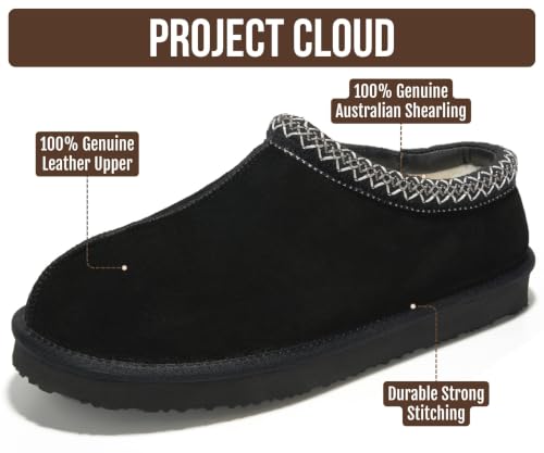 Image of Project Cloud Mens Slippers Genuine Leather Australian Shearling Slippers