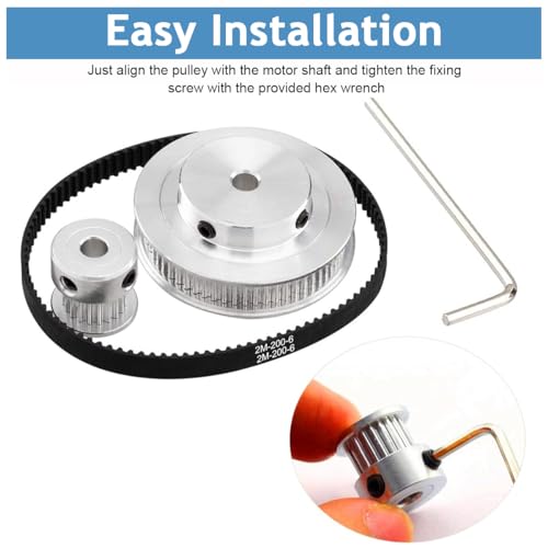Image of Serplex Synchronous Wheel For 3D Printer Timing Pulley Printer Timing Gear for 3D Printer with FDM Tech 20 & 60 Teeth 8mm Bore Aluminum Timing Pulley with Length 200mm x6mm Belt