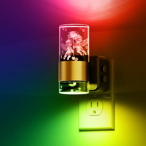 Image of L LOHAS LED Night Lights Plug into Wall, Dusk to Dawn Sensor Nightlight, 9 Colors Changing,Adjustable Brightness,Acrylic Decorative Night Lights for Bathroom,Wedding,Birthday Gift