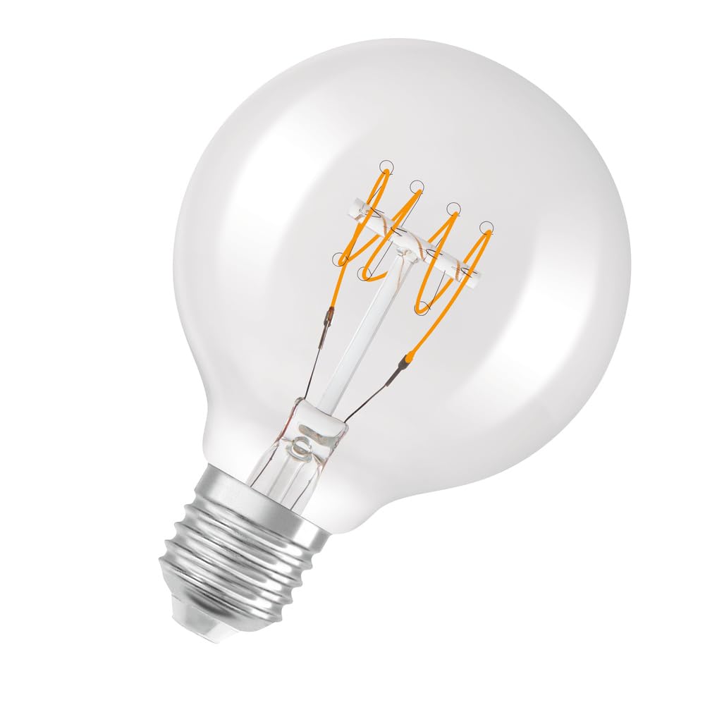 OSRAM Vintage 1906 Classic Globe80 Fil Led Lamp, E27, Clear, 4.8W, 470Lm, 2700K, Warm White Light, Dimmable, Ultra-Slim Filament, Very Low Energy Consumption, Long Life