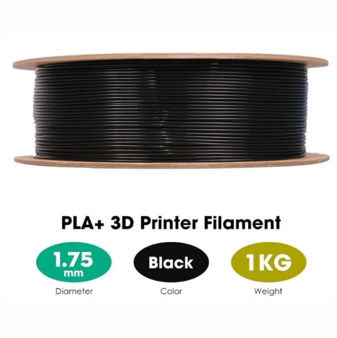 Image of eSUN PLA+ 1.75mm 3D Printer Filament Black Color | 1kg Spool High Strength & Low Shrinkage Filament | Smooth Surface Finish, Easy Printing Material for FDM 3D Printers