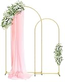 Pureegg Metal Arch Backdrop Stand Set - Set of 2 (7.2ft/6.0ft), Gold Wedding Stand with Stable Base, Elegant Backdrop Cover for Party, Birthday, Baby Shower, Graduation, Easy to Assemble