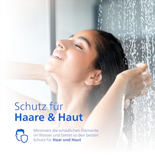Philips Water Inline-Duschfilter mit 1 Ersatzkartusche – 50.000 L Kapazität, reduziert Chlor um bis zu 99%, passend für alle Standardschläuche und -armaturen, Chrom