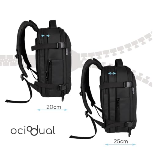 Mochila viaje cabina 40L negra con neceser y bolsa para zapatos 3