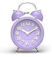 PILIFE 3" Mini Cute Non-ticking Vintage Classic Bedside/Analog Alarm Clock for Kids with Backligh...