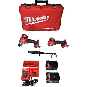 Milwaukee 3697-22 18V Lithium-Ion Brushless Cordless Hammer Drill and Impact Driver Combo Kit (2-Tool) with (2) 5.0Ah Batteries, Charger & Tool Case