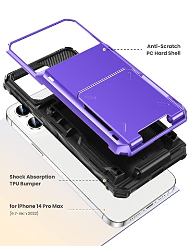 Titacute For Iphone 14 Pro Max Case 6.7 Wallet 5 Credit Card Holder Slot Flip Cover Design Back Pocket Scratch Resistant Purple For Iphone Pro Max . For Iphone 14 Pro Max 6.7 #TOP7