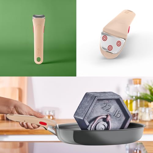 Lagostina Ingenio Vivissima, Manico Rimovibile Resistente fino a 10kg, Fissaggio Sicuro a 3 Punti, Design Ergonomico, Colore Beige - Immagine 1
