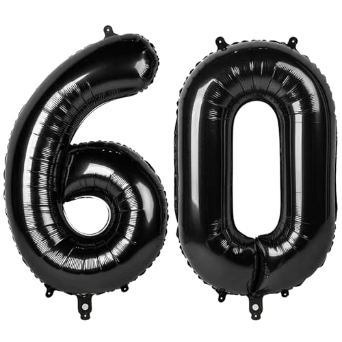 Number 60 Balloon Large 40 Inch Black Giant Jumbo Digit Mylar Foil Helium Balloons for Birthday Party Celebration Graduations Anniversary Photo Shoot - 2