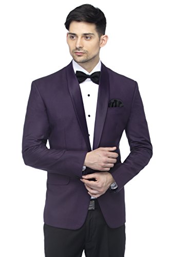 Image of FAVOROSKI Designer Men's Solid Poly Viscose Slim Fit Shawl Collar Tuxedo Suit Blazer