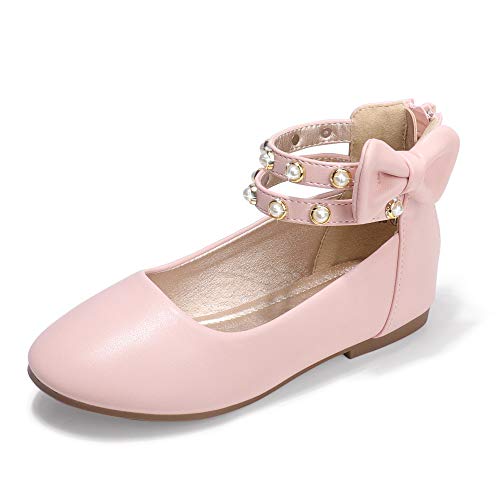 PANDANINJIA Jessica Toddler Girls Dress Shoes Ankle Strap Ballet Flats Flower Girl Shoes for Wedding Party School