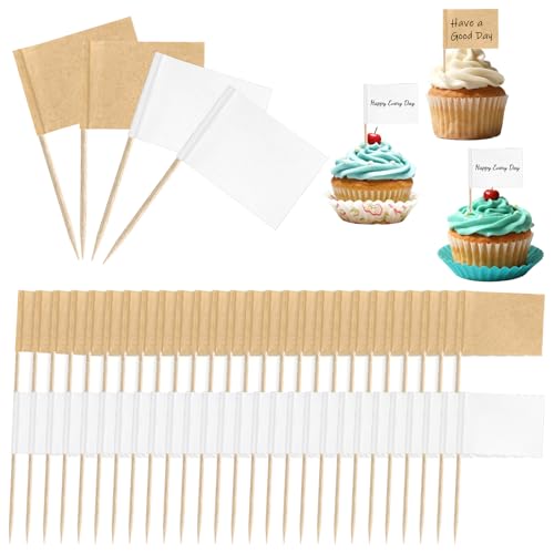 Lot de 400 cure-dents vierges pour petits drapeaux d'étiquetage à faire soi-même, étiquettes alimentaires, cupcakes, cocktails, fromages, apéritifs,...