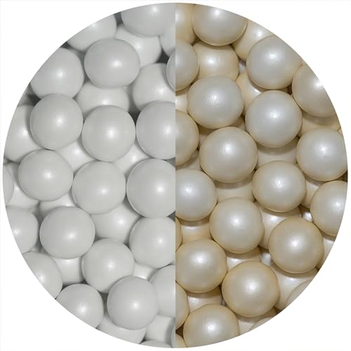 EinsSein 0,7kg Crispy chocolat Dragees mariage Mix grand blanc-beige - ca.1,8 cm perles - dragées baptême communion amandes feter et recevoir fêter de fete...