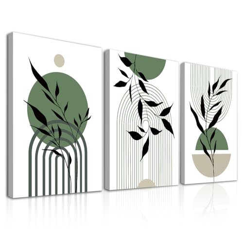 Dazzlewall 3Pcs Framed Sage Green Boho Wall Art Decor, Abstract Geometric Canvas Wall Art for Bedroom Living Room Decor 12x16 in Dazzlewall 3Pcs Framed Sage Green Boho Wall Art Decor, Abstract Geometric Canvas Wall Art for Bedroom Living Room Decor 12x16 in