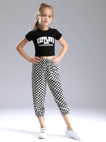 JEATHA Kids Running Jooger Pants Plaid Print Trousers Boys Girls Loose Fit Sweatpants Street Boottoms Capris Pants4