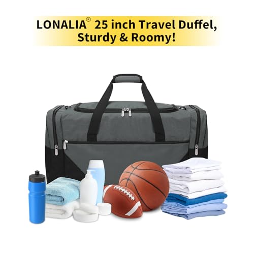 Image of 25 in Large Travel Duffel Bag for Men - 56L Roomy Weekender Bag with Trolley Sleeve (Gray)