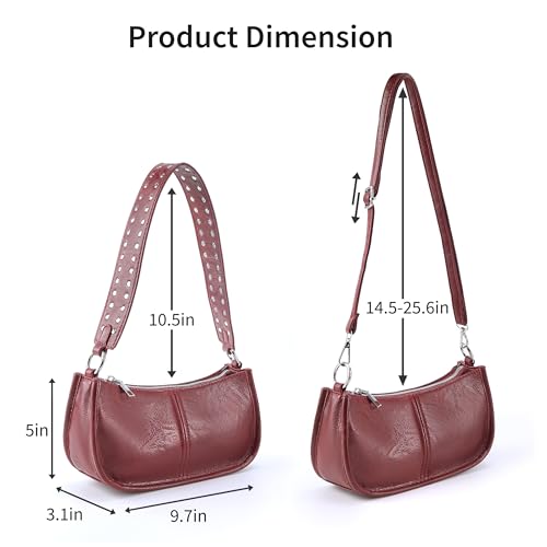 Shoulder Bag for Women, Roomy Leather Y2K Purse with Smooth Zipper and Adjustable Strap, Durable Hook Y2K Bag3