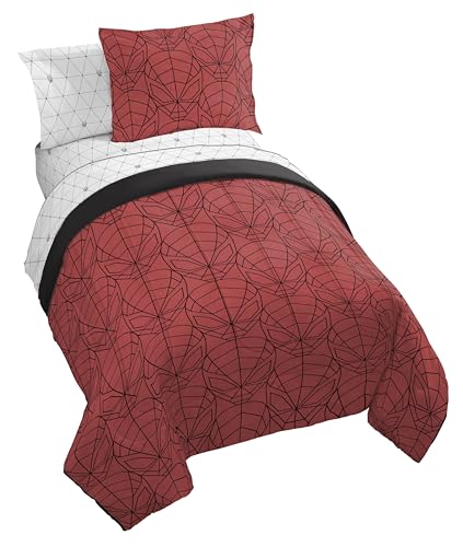 Image of Marvel Spiderman Twin Comforter Set 5 Piece Bedding for Boys, Red