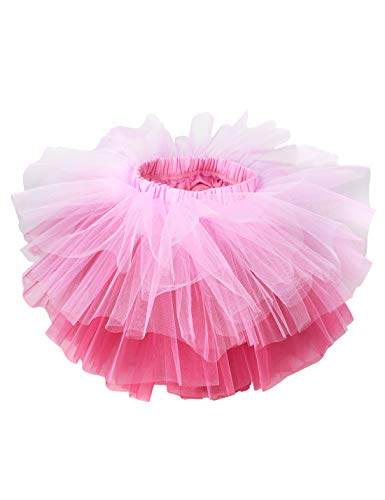 Girls Fluffy Tutu Skirt 6-Layered Short Fluffy Princess Tulle Petticoat Birthday Skirt Pink Rosy S #TOP6