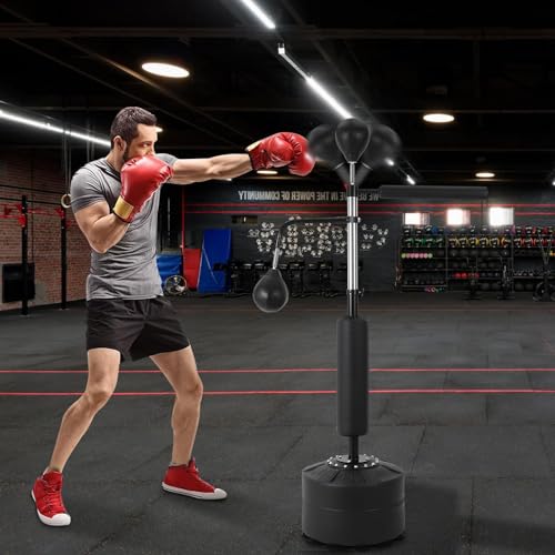 3-in-1 Freestanding Punching Bag Set for Adults & Teens, Boxing Bag with Adjustable Height, 2 Speed Balls & 360° Relax Bar, Complete Home Boxing Equipment Training System, No Mounting Needed by PeakPursuit - Image 7