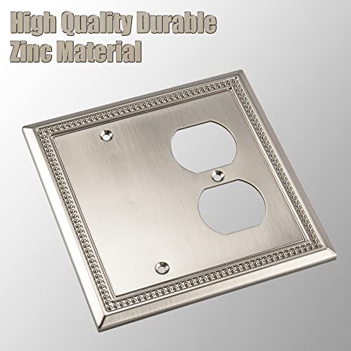 Image of Henne Bery Sunken Pearls Heavy Duty Decorative Wall Plate Switch Plate Outlet Cover (Blank /Duplex, Satin Nickel)