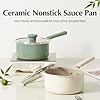 Redchef Ceramic Nonstick Saucepan with Lid, 1.5QT Small Cooking Pot, Non Toxic Sauce Pans for Kitchen, Cool Handle PFAS Free Compatible with All Cooktops, Green #1