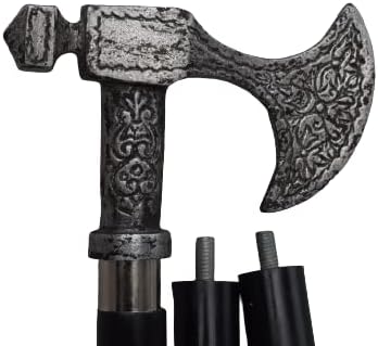 Miniatura 7 de Bastón plegable con mango plateado de hacha, regalo asequible, decorativo, para hombres, mujeres, ancianos, abuelos. Artículo para regalos