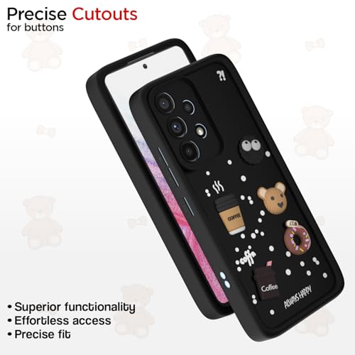 Image of Amazon Basic Back Cover for Samsung Galaxy A53 5G | Cute Fun Cartoon 3D Bear Silicone Full Body Protection Bumper Cover (Black)