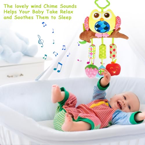 Image of SNOWIE SOFT Baby Toys for 6 to 12 Months Hanging Plush Elephant Toy with Rattles and Stuffed Plush Toy Pendants, Soft Crib Stroller Car Seat Sensory Toys for New Born Baby