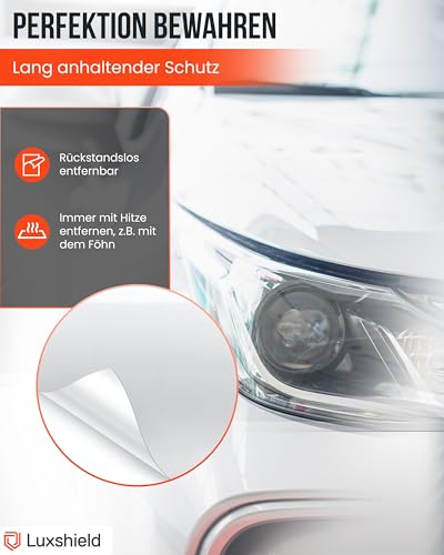 Luxshield Lackschutzfolie 12x100cm für Auto, Motorrad, Bike - Schutzfolie transparent glänzend, selbstklebend, Meterware aus DE