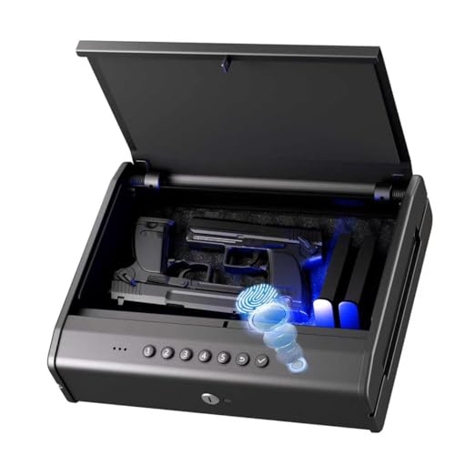 Large Biometric Fingerprint Handgun Safe with Raised Backlit Keypad&Key