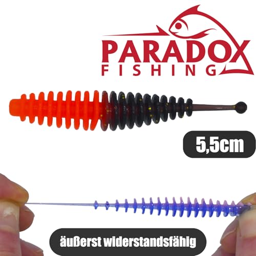 Paradox Fishing Forellenköder Gummi Set 5,5cm mit Box 25 St. I UV Forellenköder Gummi Gummiköder Forelle I Forellen Angeln Spoon Set Forellenteig - Spoons Forelle (Käse)