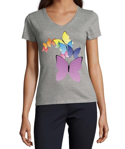 T-shirt col en V femme en coton gris idéal pour les sorties estivales
