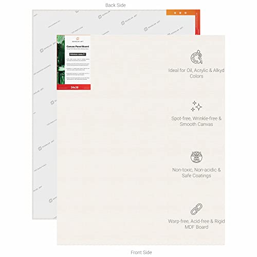 Image of Scholar Art Hobby Series 04 Oz (230 GSM) 100% Cotton Canvas Panel Board for Painting (White Blank Canvas Boards for Acrylic Paint, Oil Paint, Wet & Dry Media) | 24 inchx30 inch (60x75 cm), Pack of 6