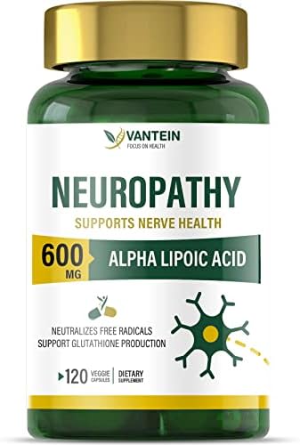 vantein Neuropathy Nerve Health Nutritional Blend with 600 mg Alpha Lipoic Acid – Benfotiamine, Peripheral, Feet, Hand Fingers Legs Toe, Best Maximum Strength Natural Renew Vitamins-120 Capsules