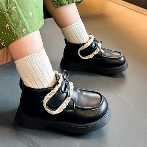 Toddler Boys Girls Dress Round Toe Shoes Kid PU Leather Fleece Lined Comfort Rubber Sole Oxford School Uniform Flat2