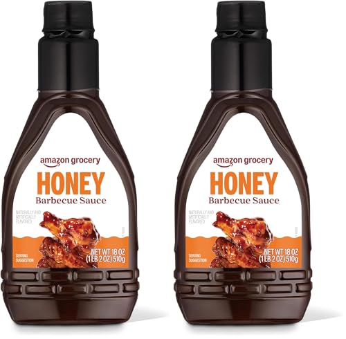 Amazon Brand - Happy Belly Honey BBQ Sauce, Brown, 18 oz, 1.12 pound (Pack of 2)
