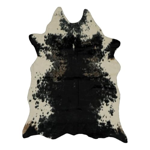 Linon Faux Hide Polyester Mini Cowhide Accent Rug in Black and White