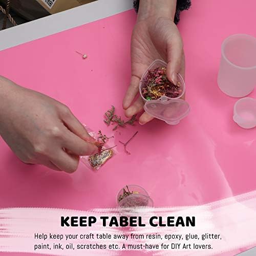 SOSMAR Silicone Mat for Resin Epoxy 50 x 40cm 2 Pack Large Silicone Sheet for Craft Clay Jewellery Multi-Purpose Protective Mat, Blue and Pink