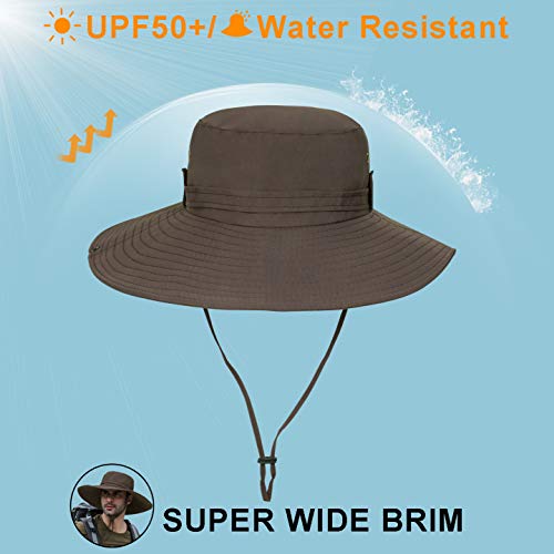 Image of Super Wide Brim Sun Fishing Hat Safari UPF50+ Bucket Boonie Cap for Gardening Hiking Camping