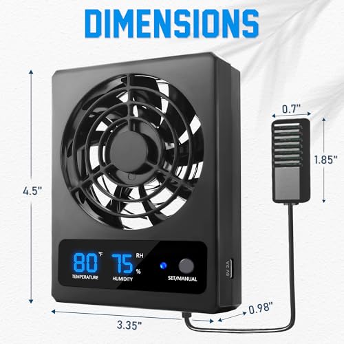 Eckpo Reptile Ventilation Fan with Humidity Sensor and High-Temp Alarm, Fan Dehumidifier for Reptile Enclosure and Terrarium, Suitable for Humid Environments, Rainforest and Ecological Tanks by Eckpo - Image 7