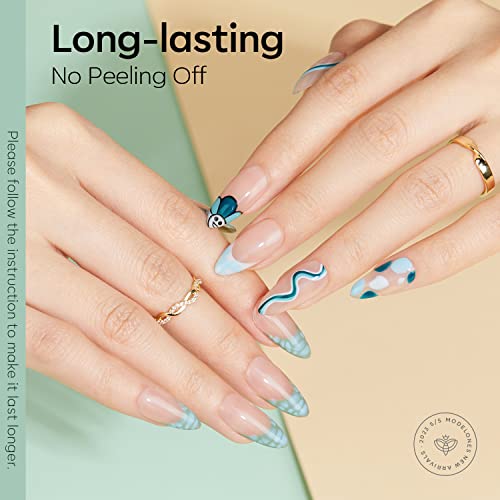 Modelones Gel Nail Polish Set, Sage Green Pine Dark Avocado Glitter Sparkle 9 Colors Solid Gel Polish Pudding Gel Upgraded Crème Manicure Palette Soak Off Led Nail Art Kit Diy Mothers Day Gift W/Brush #TOP4