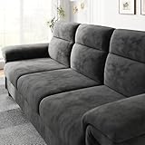 LIKIMIO 92 Inch Sofa, Comfy Lounge Couch with Adjustable armrests, Extra Deep Seats 3 Seater Sofa, Modern Couches for Living Room/Apartment, Easy Assembly, Gray Chenille