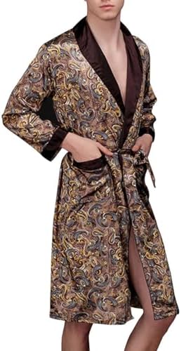 Lavenderi Mens Shawl Collar Premium Satin Robe Sleepwear