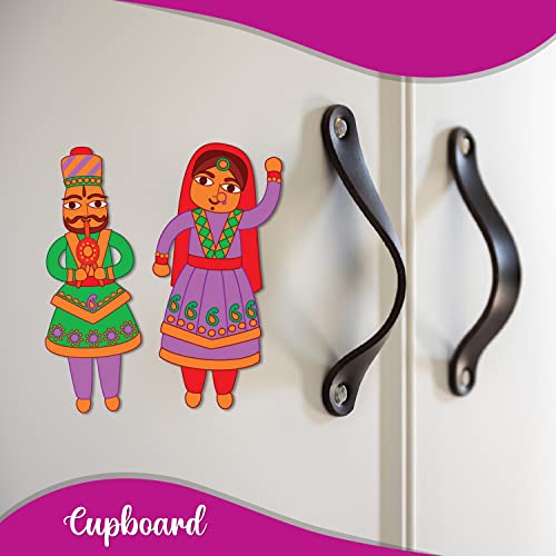Image of Bhai Please Rajasthani Traditional Couple Theme Fridge Magnet - Couple Gift