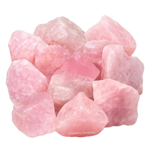 Image of Amazing Gemstone 2 Pieces Rose Quartz Raw Crystals and Healing Stones, Natural Rocks for Tumbling and DIY Raw Stones and Crystals