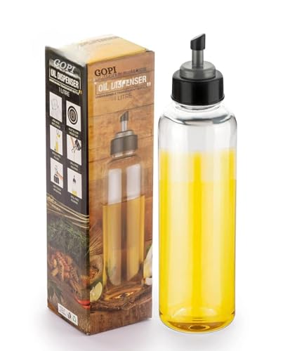 GOPI Eze Flow 1000 ml Oil Dispenser and Pourer with Measurement, Transparent with Lock Oil Nozzle Lid, Leakproof, Spill Proof, Big Bottleneck Easy Refill (1 litre, Set 1) (B0CQTLDFG4) Amazon Price History, Amazon Price Tracker
